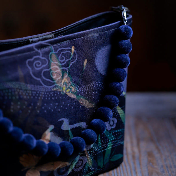 Buddha Stones Małe Liście Bambusa Motyl Kwiaty Piwonii Sroka Metalowy Łańcuch Torba Crossbody Torba Na Ramię Torebka