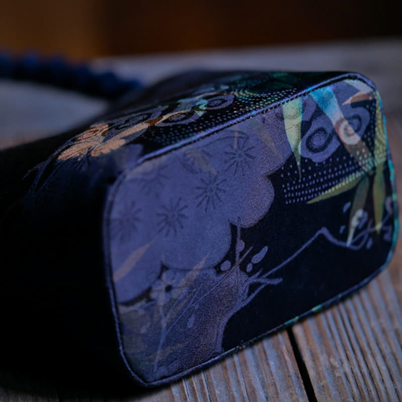 Buddha Stones Małe Liście Bambusa Motyl Kwiaty Piwonii Sroka Metalowy Łańcuch Torba Crossbody Torba Na Ramię Torebka