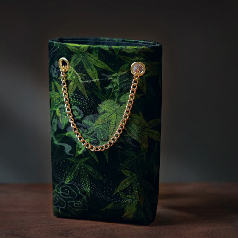 Buddha Stones Mały Liść Klonu Persymona Metalowy Łańcuch Torba Crossbody Torba Na Ramię Torba Na Telefon Komórkowy