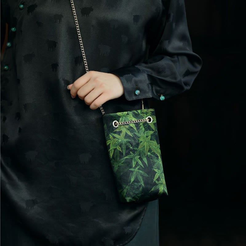 Buddha Stones Mały Liść Klonu Persymona Metalowy Łańcuch Torba Crossbody Torba Na Ramię Torba Na Telefon Komórkowy