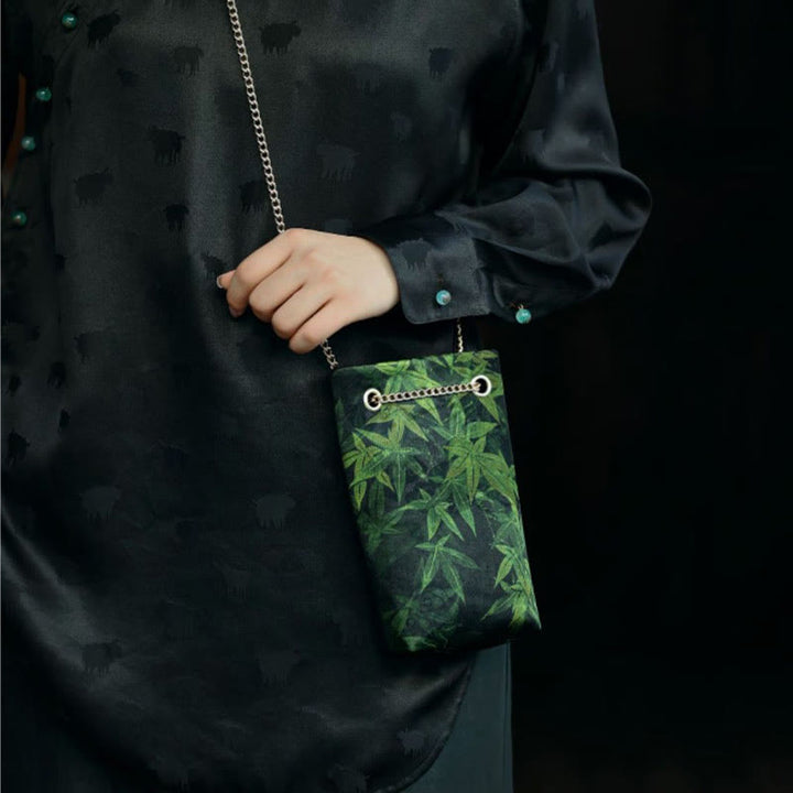 Buddha Stones Mały Liść Klonu Persymona Metalowy Łańcuch Torba Crossbody Torba Na Ramię Torba Na Telefon Komórkowy