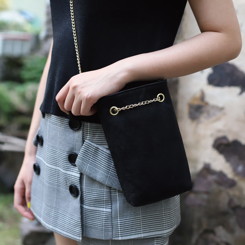 Buddha Stones Mały Liść Klonu Persymona Metalowy Łańcuch Torba Crossbody Torba Na Ramię Torba Na Telefon Komórkowy