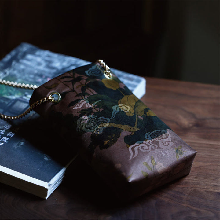 Buddha Stones Mały Liść Klonu Persymona Metalowy Łańcuch Torba Crossbody Torba Na Ramię Torba Na Telefon Komórkowy