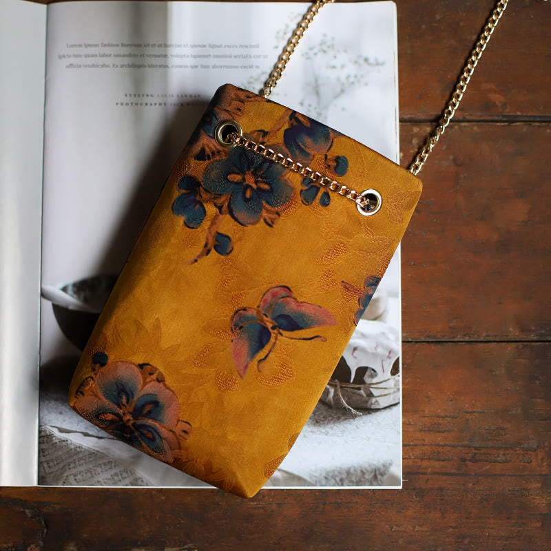 Buddha Stones Mały Liść Klonu Persymona Metalowy Łańcuch Torba Crossbody Torba Na Ramię Torba Na Telefon Komórkowy