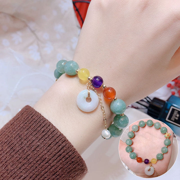 Buddha Stones Jade Red Agat Peace Buckle Charm Confidence