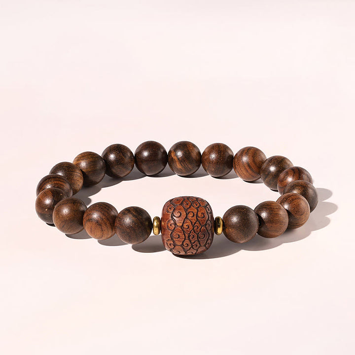 Buddha Stones Palisander Pomyślne Chmury Totem Fu Charakter Bambus Wzór Ciepła Bransoletka