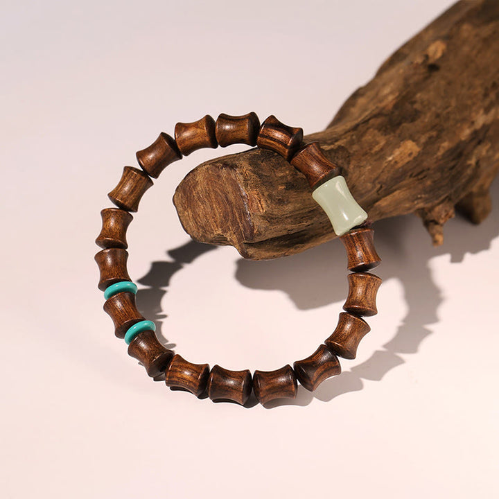 Buddha Stones Palisander Pomyślne Chmury Totem Fu Charakter Bambus Wzór Ciepła Bransoletka