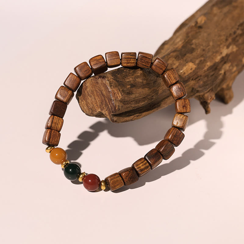 Buddha Stones Palisander Pomyślne Chmury Totem Fu Charakter Bambus Wzór Ciepła Bransoletka