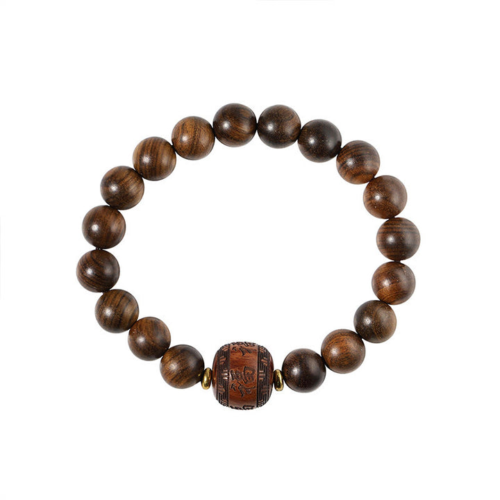 Buddha Stones Palisander Pomyślne Chmury Totem Fu Charakter Bambus Wzór Ciepła Bransoletka