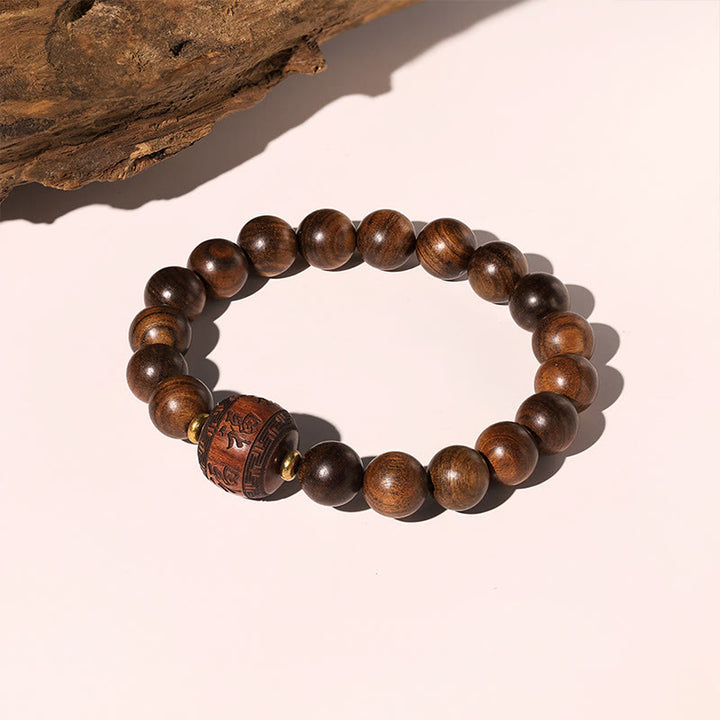 Buddha Stones Palisander Pomyślne Chmury Totem Fu Charakter Bambus Wzór Ciepła Bransoletka