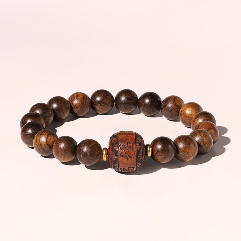 Buddha Stones Palisander Pomyślne Chmury Totem Fu Charakter Bambus Wzór Ciepła Bransoletka