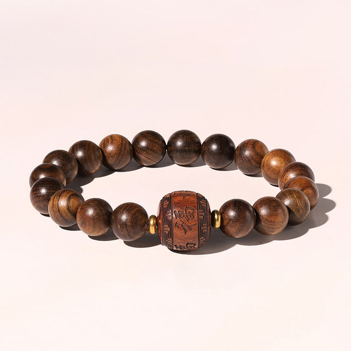 Buddha Stones Palisander Pomyślne Chmury Totem Fu Charakter Bambus Wzór Ciepła Bransoletka