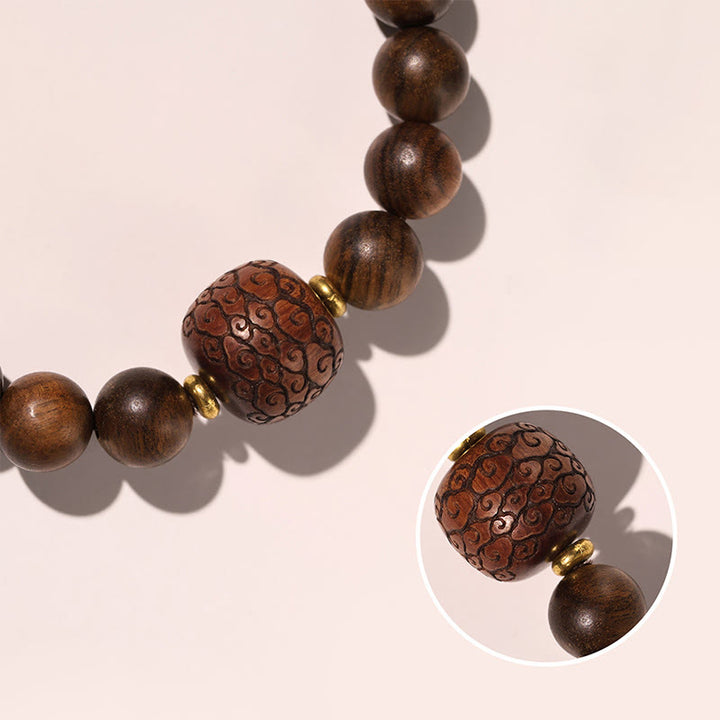 Buddha Stones Palisander Pomyślne Chmury Totem Fu Charakter Bambus Wzór Ciepła Bransoletka