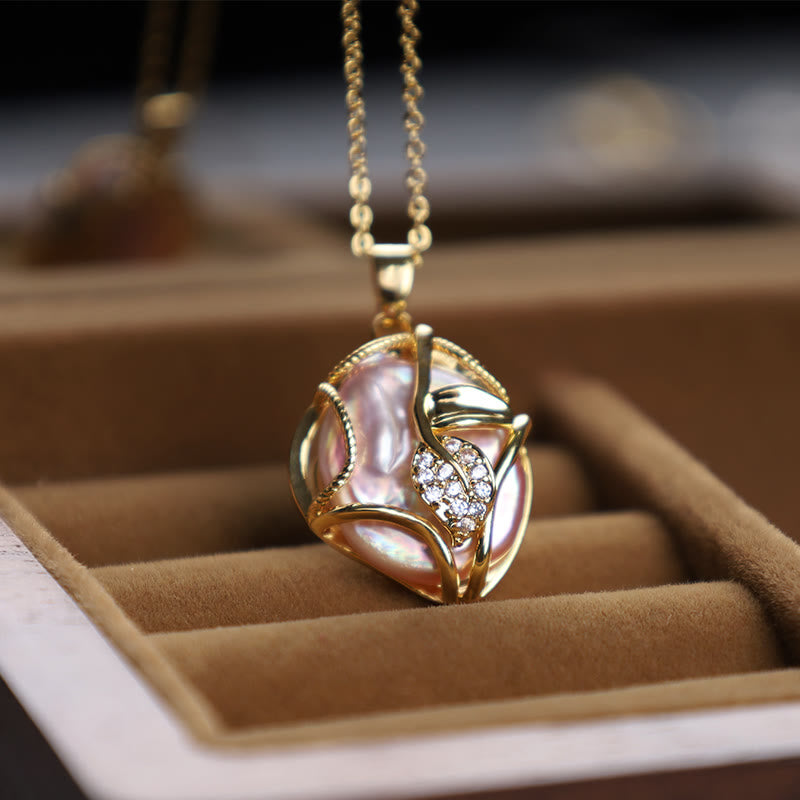 Buddha Stones 18K pozłacana miedź naturalna barokowa perła kwiat naszyjnik szczerość wisior
