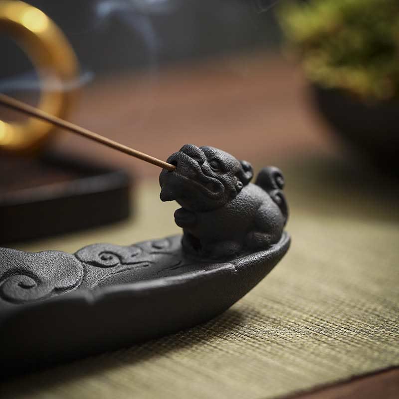 Buddha Stones , Pomyślne Chmury, PiXiu Uzdrawiająca Ceramiczna Kadzielnica w Pałeczkach, Dekoracja
