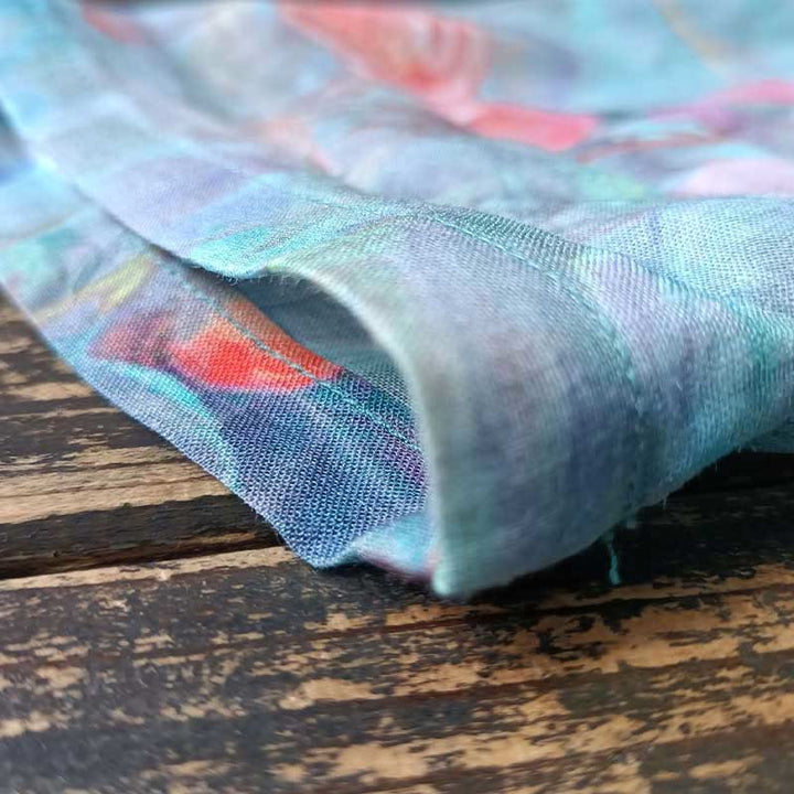 Buddha Stones Różowe Kwiaty Zielone Liście Nadruk Żabki Guziki Projekt Długi Rękaw Lniana Kurtka Koszula - image 16