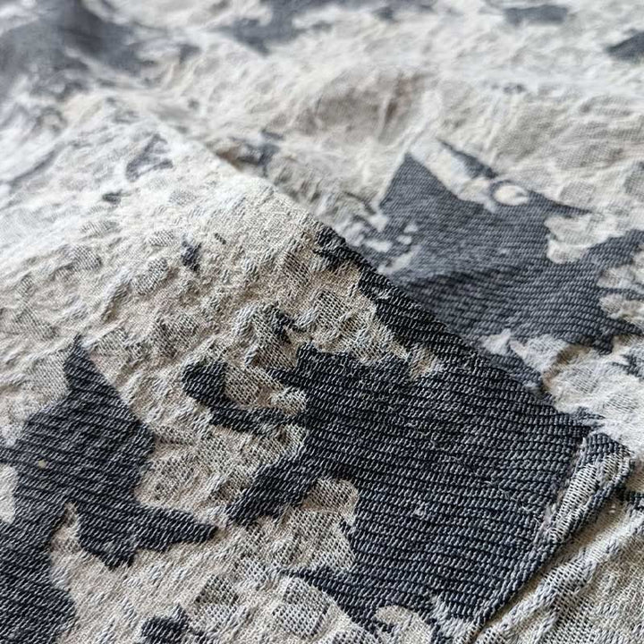 Buddha Stones Czarny Szary Nadruk Żabka Guziki Projekt Długi Rękaw Bawełniana Lniana Kurtka Koszula Z Kieszeniami - image 9