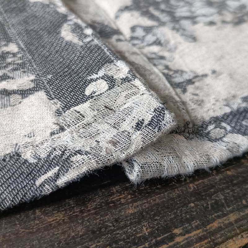 Buddha Stones Czarny Szary Nadruk Żabka Guziki Projekt Długi Rękaw Bawełniana Lniana Kurtka Koszula Z Kieszeniami - image 10