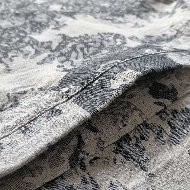 Buddha Stones Czarny Szary Nadruk Żabka Guziki Projekt Długi Rękaw Bawełniana Lniana Kurtka Koszula Z Kieszeniami - image 12