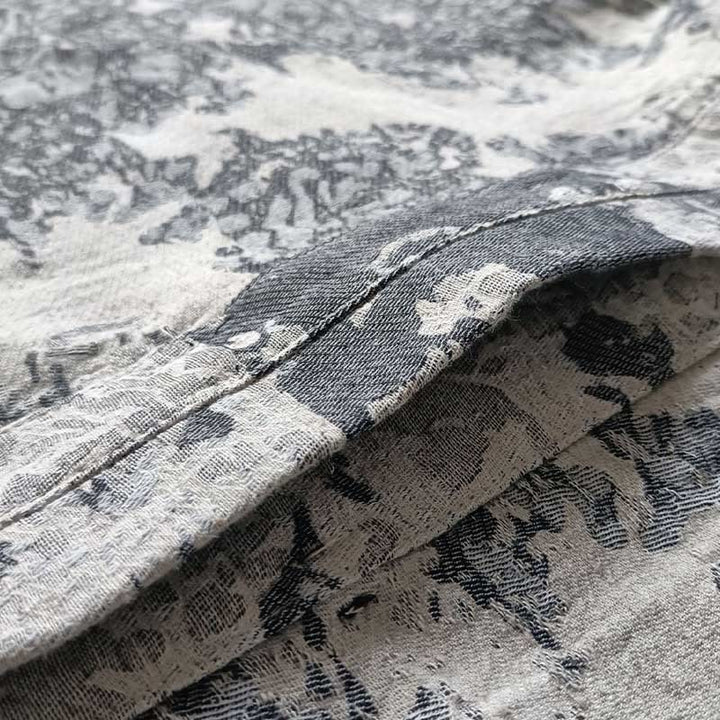 Buddha Stones Czarny Szary Nadruk Żabka Guziki Projekt Długi Rękaw Bawełniana Lniana Kurtka Koszula Z Kieszeniami - image 12