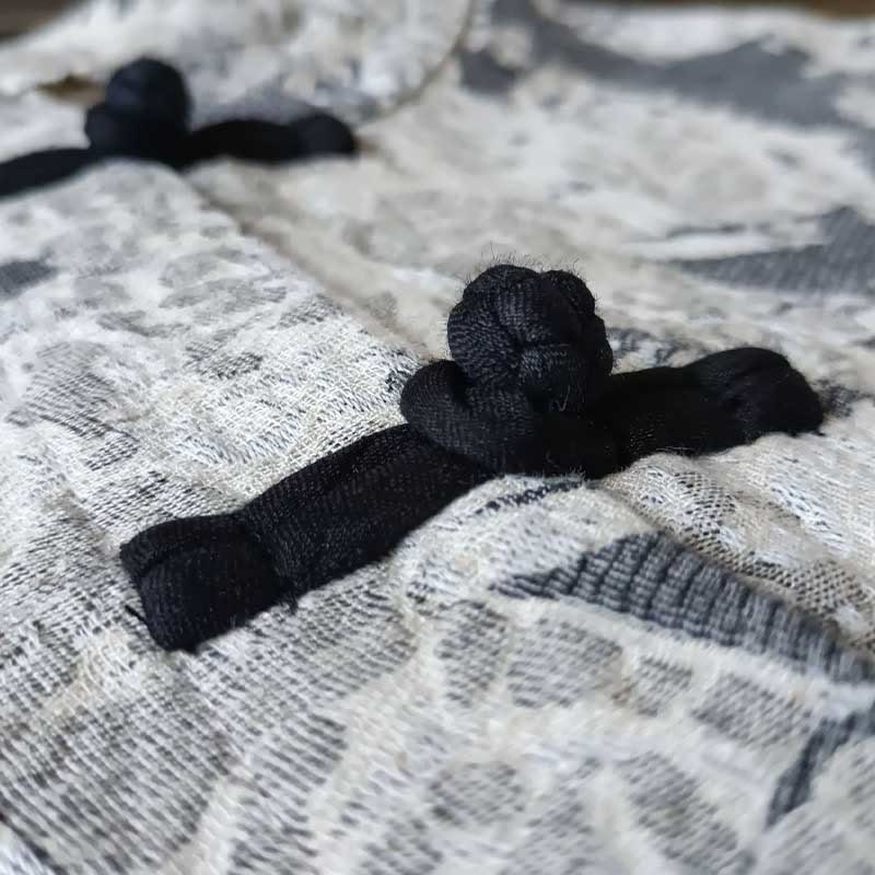 Buddha Stones Czarny Szary Nadruk Żabka Guziki Projekt Długi Rękaw Bawełniana Lniana Kurtka Koszula Z Kieszeniami - image 8