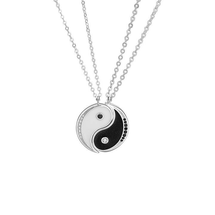Buddha Stones 925 Srebro Sterling Symbol Yin Yang Naszyjnik Wisiorek Harmnoy