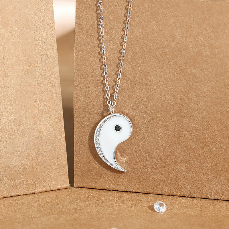 Buddha Stones 925 Srebro Sterling Symbol Yin Yang Naszyjnik Wisiorek Harmnoy