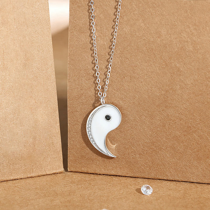 Buddha Stones 925 Srebro Sterling Symbol Yin Yang Naszyjnik Wisiorek Harmnoy