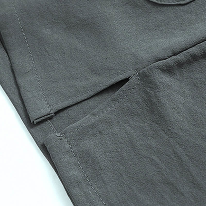 Buddha Stones Smok Fu Charakter Tang Garnitur Tradycyjny Krótki Rękaw Koszula Szerokie Spodnie Odzież Męski Zestaw - image 9