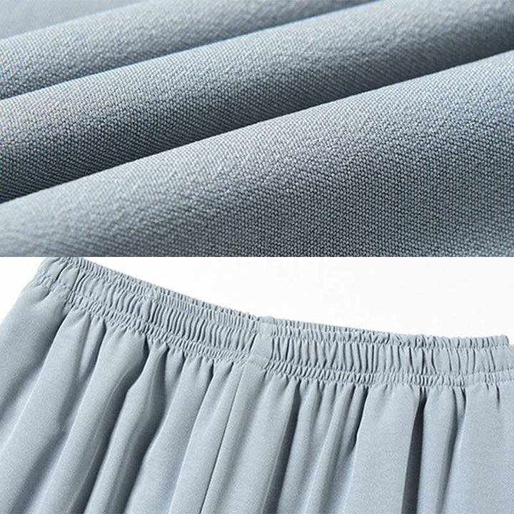 Buddha Stones Fu Haftowany Strój Tang Tradycyjny Żabka-Guzik Krótki Rękaw Spodnie Odzież Męski Zestaw - image 10