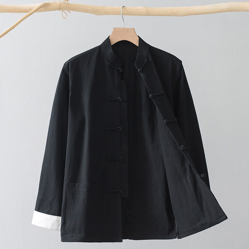 Buddha Stones -Guzik Chiński Tang Garnitur Koszula Bawełniana Lniana Męska Kurtka Odzież - image 3