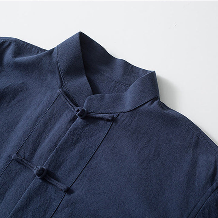 Buddha Stones -Guzik Chiński Tang Garnitur Koszula Bawełniana Lniana Męska Kurtka Odzież - image 7