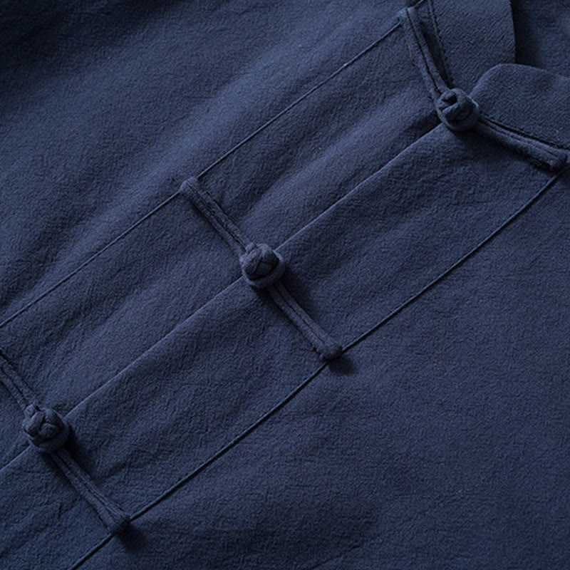 Buddha Stones -Guzik Chiński Tang Garnitur Koszula Bawełniana Lniana Męska Kurtka Odzież - image 8