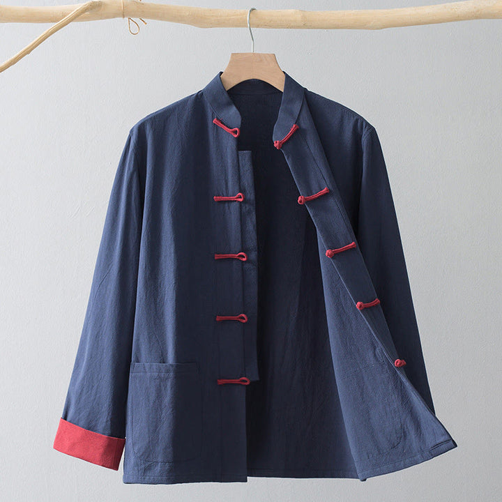 Buddha Stones -Guzik Chiński Tang Garnitur Koszula Bawełniana Lniana Męska Kurtka Odzież - image 13