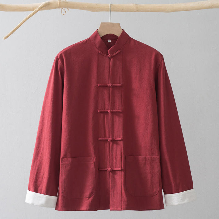 Buddha Stones -Guzik Chiński Tang Garnitur Koszula Bawełniana Lniana Męska Kurtka Odzież - image 15