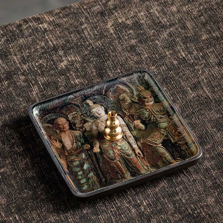 Buddha Stones, Góry, Jezioro, Kwiat, Liść, Uzdrawiająca, Ceramiczna Taca, Patyk, Kadzidło, Dekoracja