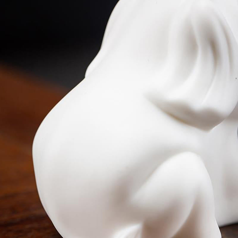 Buddha Stones Mała Statua Słonia Biała Porcelana Ceramiczna Siła Dekoracja Biurka Domowego