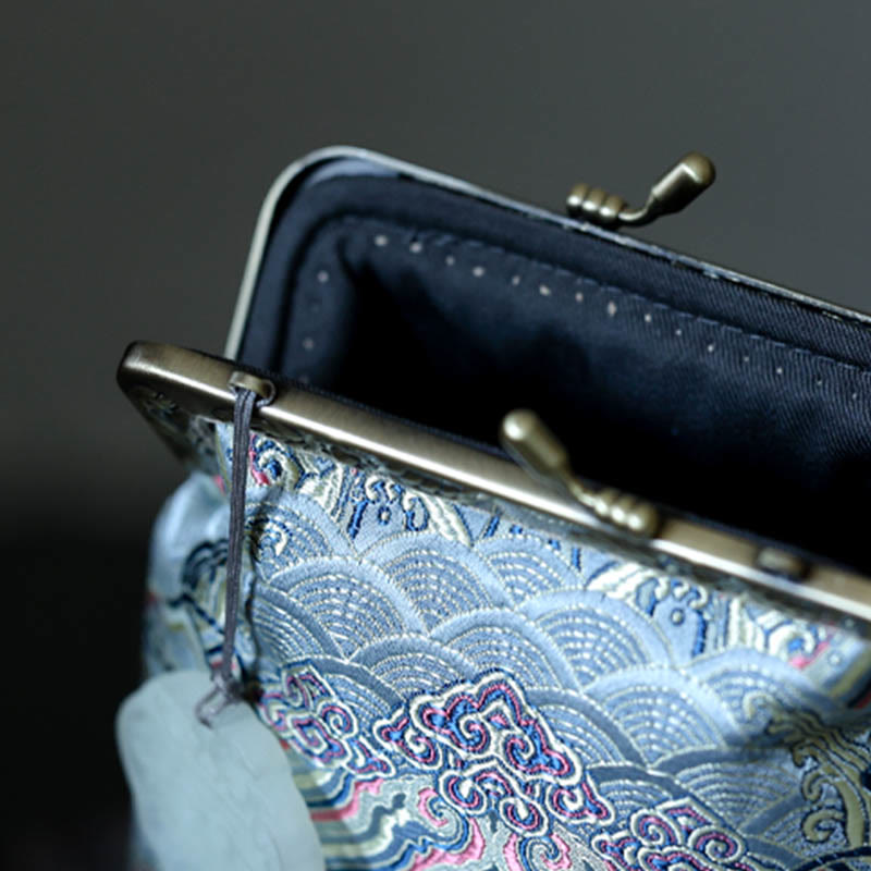 Buddha Stones Mała Błękitna Fale Oceaniczne Metalowa Łańcuszkowa Torba Crossbody Torba Na Ramię Torba Na Telefon Komórkowy