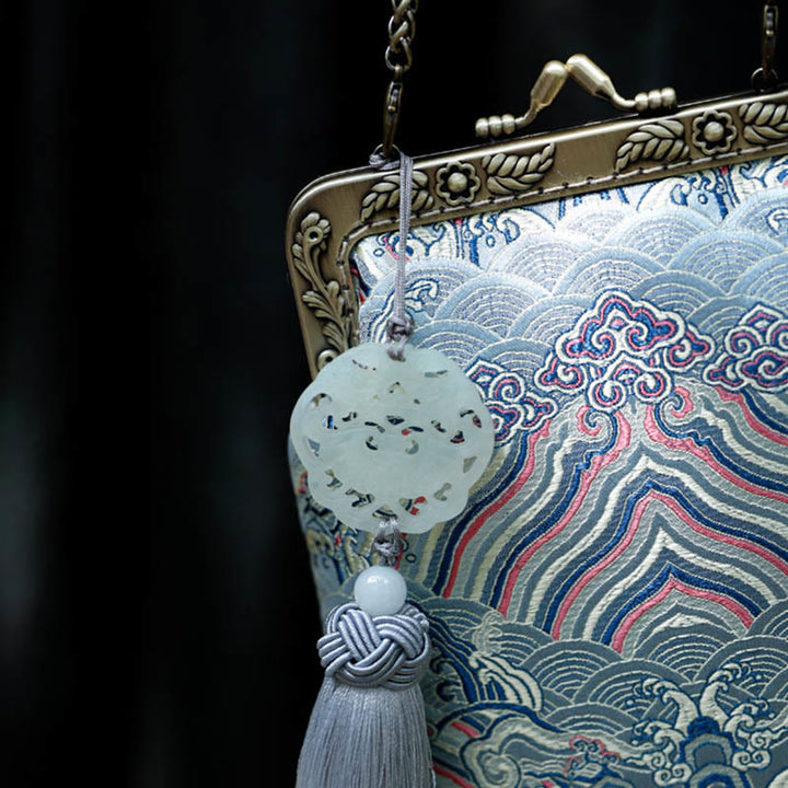 Buddha Stones Mała Błękitna Fale Oceaniczne Metalowa Łańcuszkowa Torba Crossbody Torba Na Ramię Torba Na Telefon Komórkowy