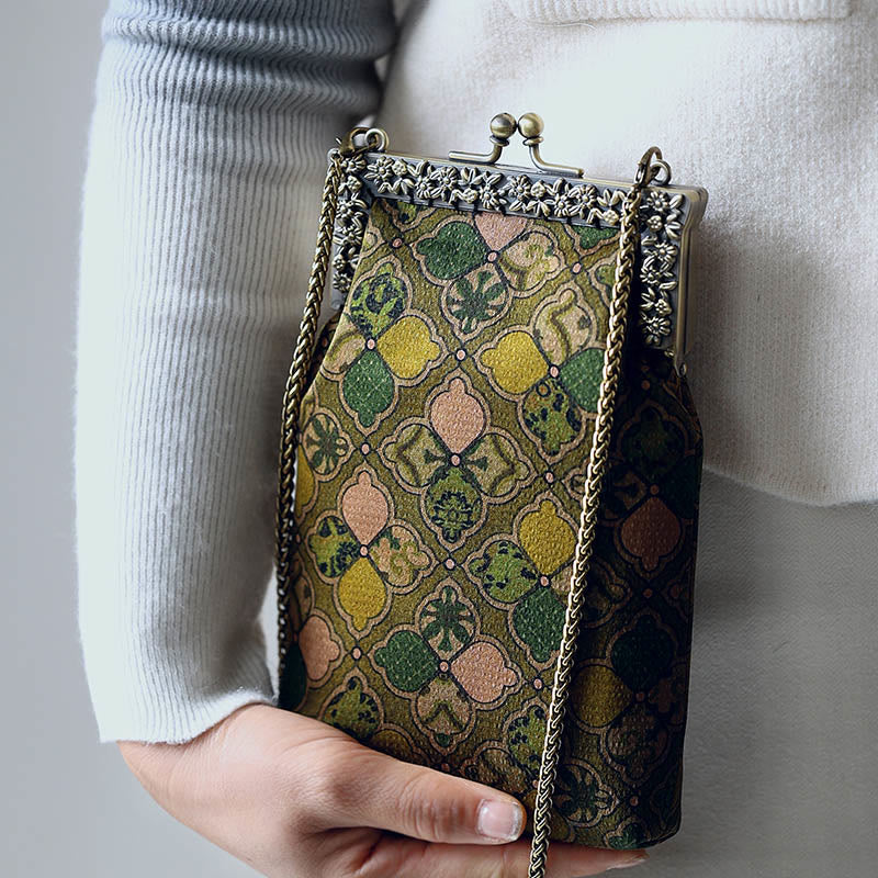 Torebka Buddha Stones Liście Metalowy Łańcuch Crossbody Torba Torba Na Ramię Torba Na Telefon Komórkowy