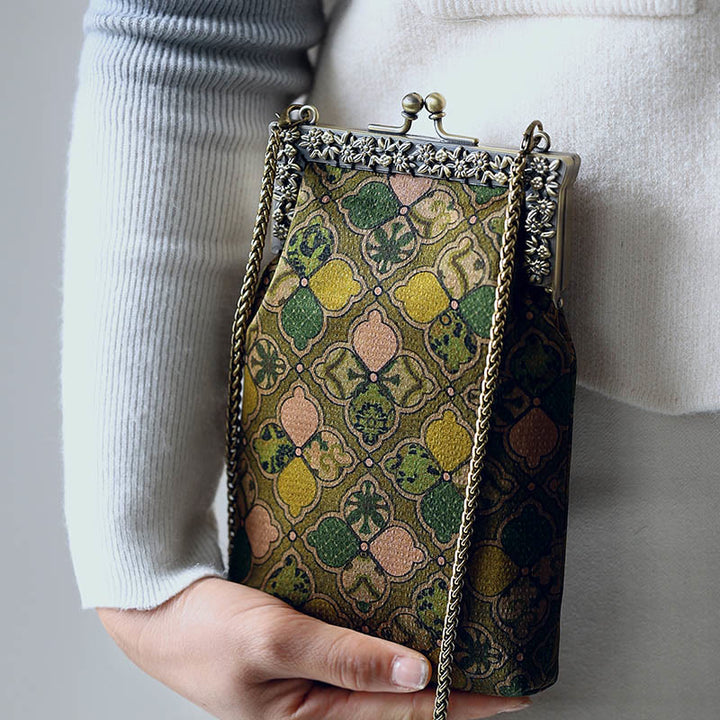 Torebka Buddha Stones Liście Metalowy Łańcuch Crossbody Torba Torba Na Ramię Torba Na Telefon Komórkowy