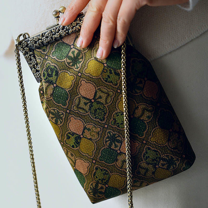Torebka Buddha Stones Liście Metalowy Łańcuch Crossbody Torba Torba Na Ramię Torba Na Telefon Komórkowy