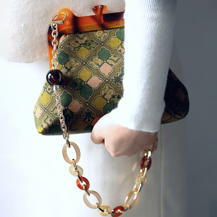 Torebka Buddha Stones Liście Metalowy Łańcuch Crossbody Torba Torba Na Ramię Torba Na Telefon Komórkowy