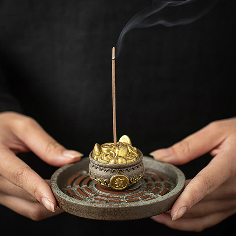 Buddha Stones Mała Miska Skarbów Szczęśliwa Torba Taca Bagua Uzdrawiająca Ceramiczna Kadzielnica Dekoracja