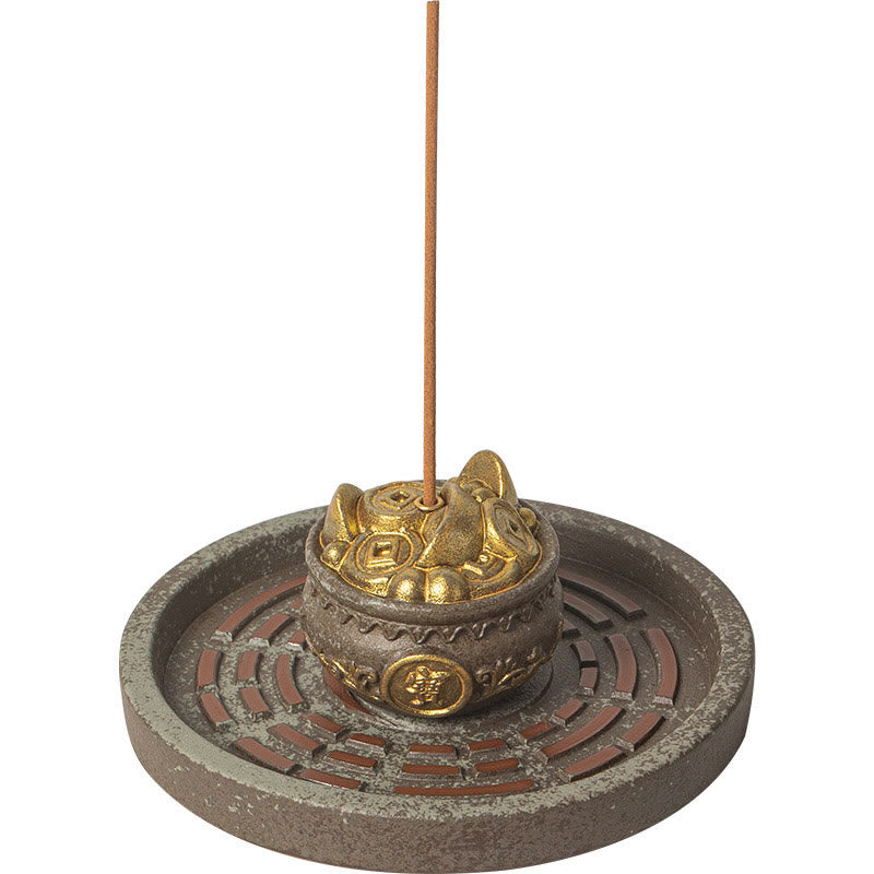 Buddha Stones Mała Miska Skarbów Szczęśliwa Torba Taca Bagua Uzdrawiająca Ceramiczna Kadzielnica Dekoracja