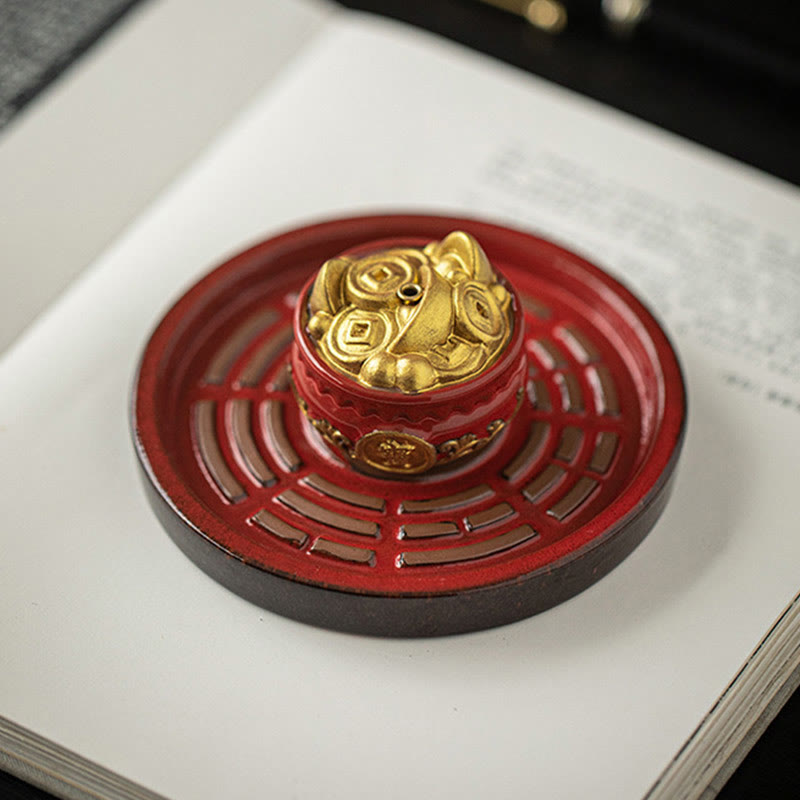 Buddha Stones Mała Miska Skarbów Szczęśliwa Torba Taca Bagua Uzdrawiająca Ceramiczna Kadzielnica Dekoracja