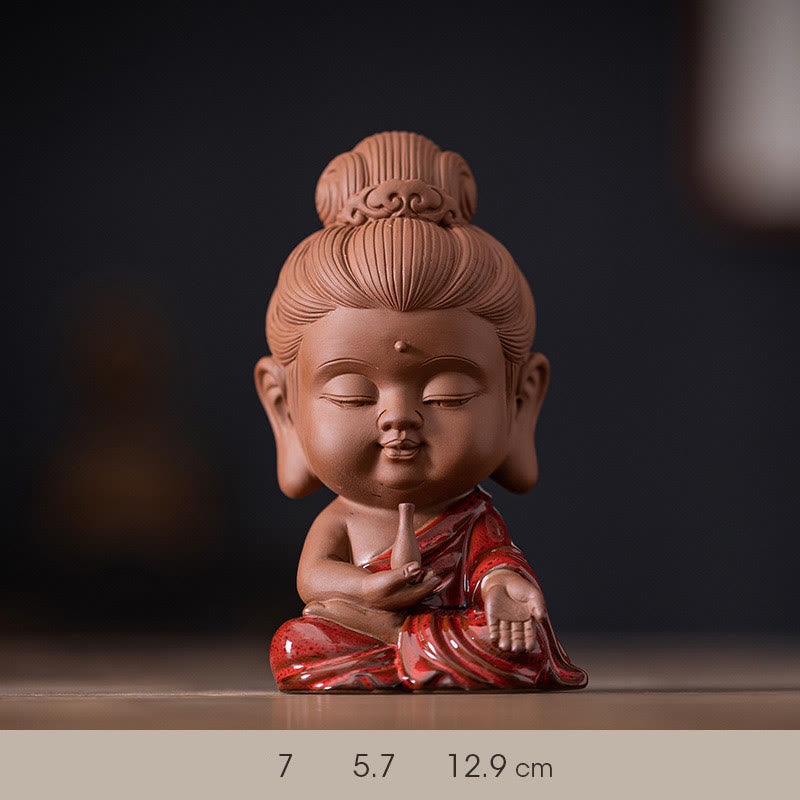 Buddha Stones Mini Gautama budda siakjamuni Kwan Yin Avalokitesvara Ksitigarbha spokój ceramiczna dekoracja biurka - Avalokitesvara Guanyin 7*5.7*12.9cm - image 13