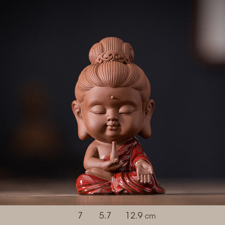 Buddha Stones Mini Gautama budda siakjamuni Kwan Yin Avalokitesvara Ksitigarbha spokój ceramiczna dekoracja biurka - Avalokitesvara Guanyin 7*5.7*12.9cm - image 13
