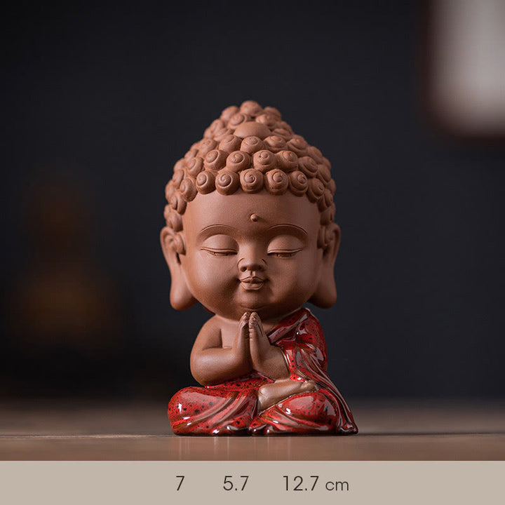 Buddha Stones Mini Gautama budda siakjamuni Kwan Yin Avalokitesvara Ksitigarbha spokój ceramiczna dekoracja biurka - Gautama Budda Siakjamuni 7*5,7*12,7 cm - image 1