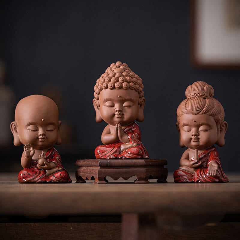Buddha Stones Mini Gautama budda siakjamuni Kwan Yin Avalokitesvara Ksitigarbha spokój ceramiczna dekoracja biurka